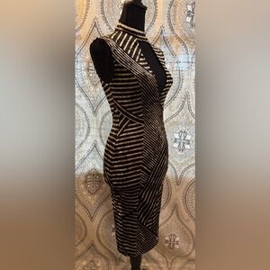 NWT Fashion Nova Black and Gold Backless Dress Size XS